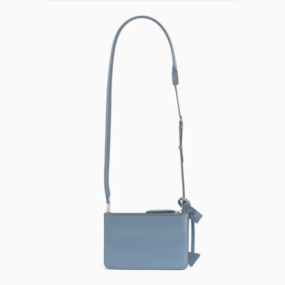 NWOT DELAROQ Troisième  BLUE LEATHER Crossbody  Bag - Picture 5 of 9